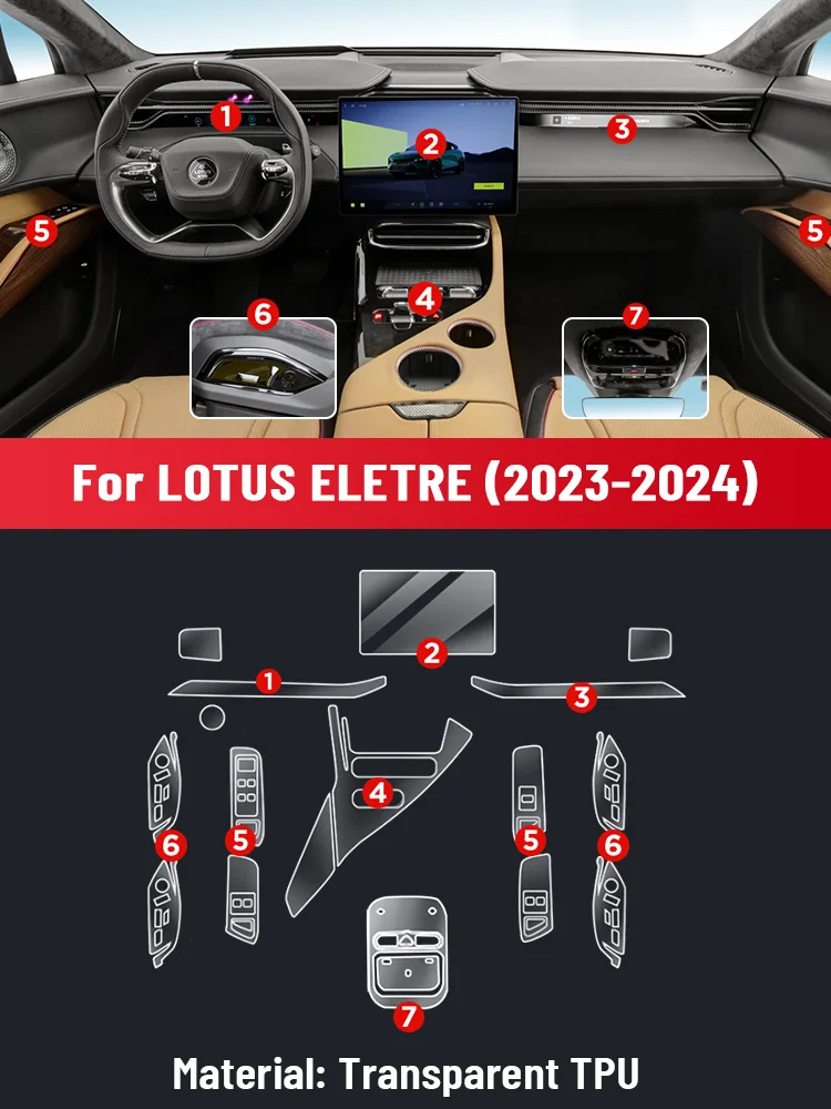 

Защитная пленка из TPU для центрального экрана управления, навигации и GPS-системы, предотвращающая царапины, для LOTUS ELETRE 2023-2024