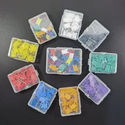 50pcs Colorful Flags Push Pins Metal Bulletin Board Message Paper Fixed Needle Pins Map Drawing Thumb Tack Binding Supplies
