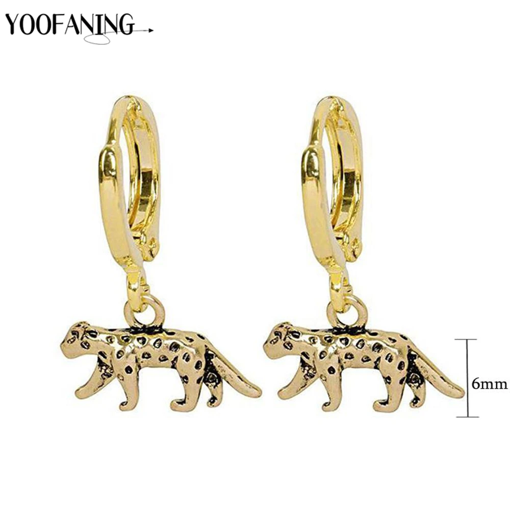 925 Sterling Silver Ear Needle Exquisite Luxury Hoop Earrings Unique Leopard Pendant Animal Design Women\'s Earrings Jewelry Gift