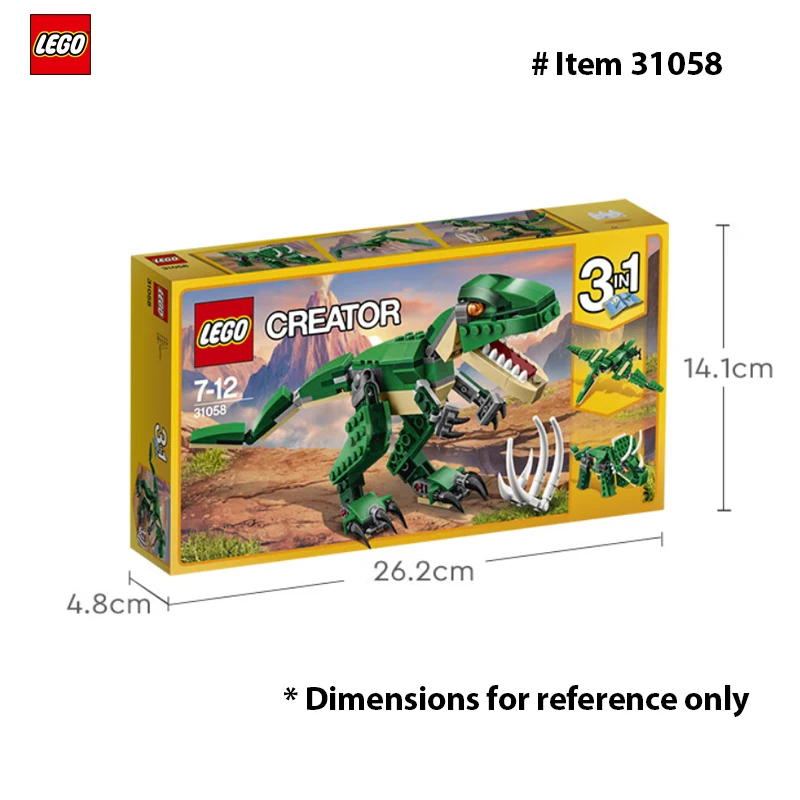 LEGO 31058 Creator 3 in 1 Mighty Dinosaur Toy, Transforms from T. rex to Triceratops to Pterodactyl Dinosaur Figures