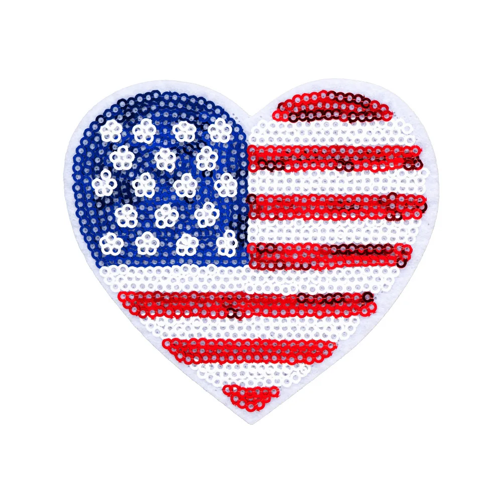 Sequin Star US Independence Day Embroidery Patch Iron on Patches for Cloth DIY Backpack Hat Bag Decor Repair Applique Sticker view 5