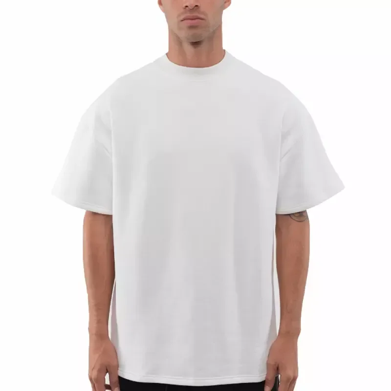 9.1oz 260gsm High Qualtity Oversized Heavy T-shirt for Men Short Sleeve Tee Cotton Solid Color Trend Leisure White Black Summer