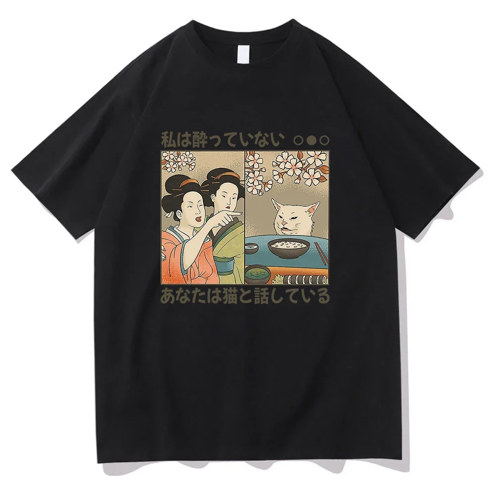 النمط الياباني الكرتون القط التي شيرت 2025 الرجال/النساء الملابس Harajuku Kawaii ملابس الصيف بلايز للجنسين القطن تنفس القمم #1