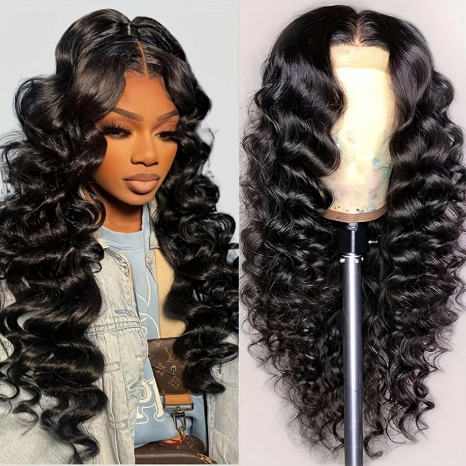 HD 13x6 Loose Nature Wave Lace Front Human Hair Wigs 220% Transparent 30 40 Inch 13x4  Loose Deep  Wave Lace Frontal Wig