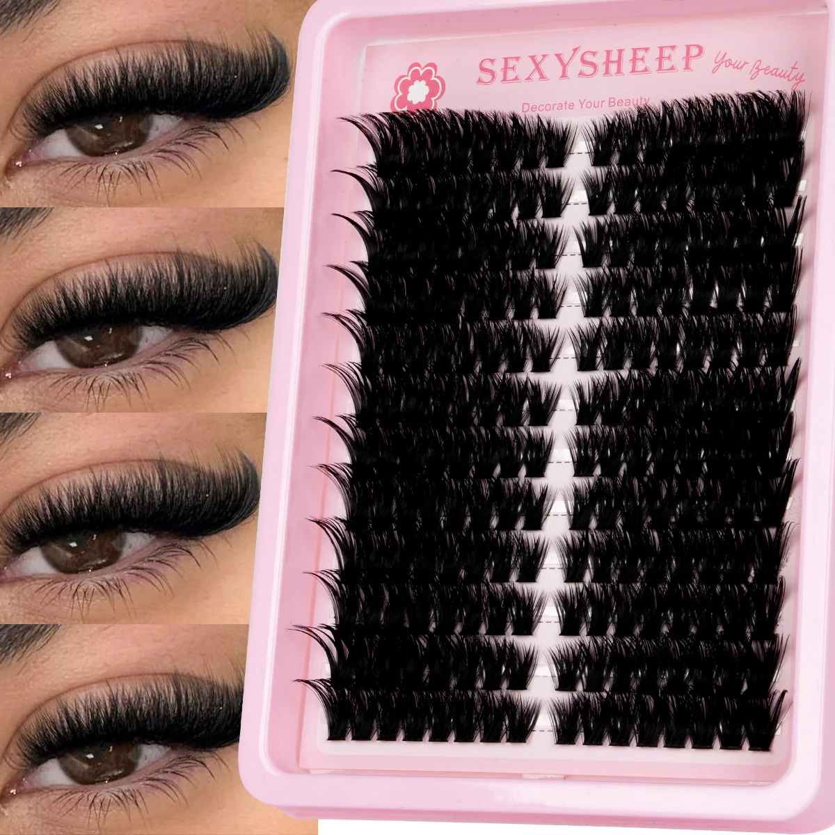 Dicke Wimpernbüschel DIY Wimpernverlängerung für Volumen, D-Curl Einzelwimpern, dramatische Nerz-Wimpern, weicher Band – Detail 9