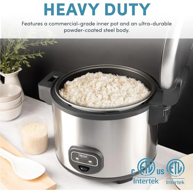 Aroma Housewares 60-Cup (Cooked) (30-Cup UNCOOKED) Commercial Rice Cooker, Stainless Steel Exterior (ARC-1130S), Silver