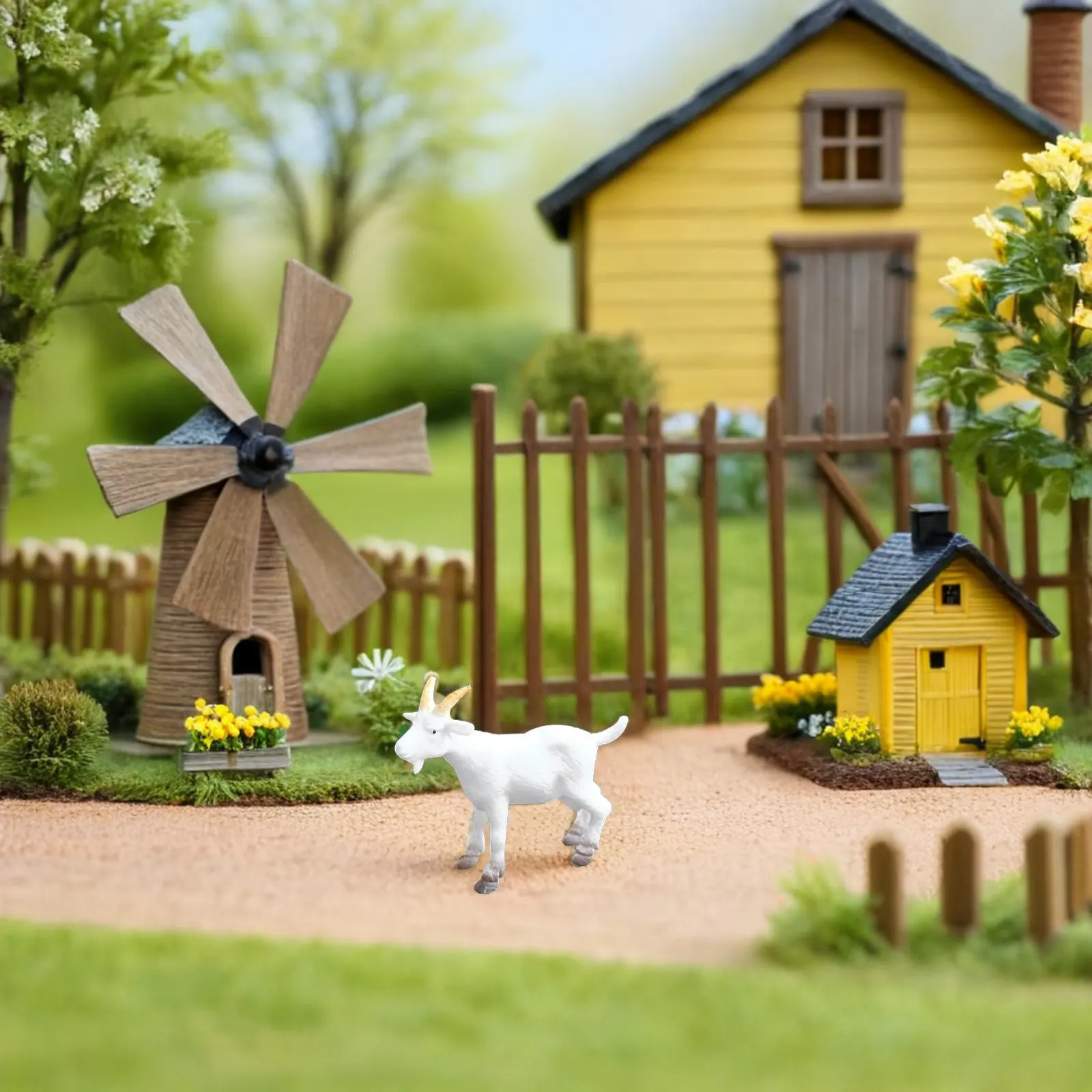 6Pcs Realistic White Goat Animal Figures PVC Miniature Farm Decorations for Home Desktop Garden Micro Landscape Educational