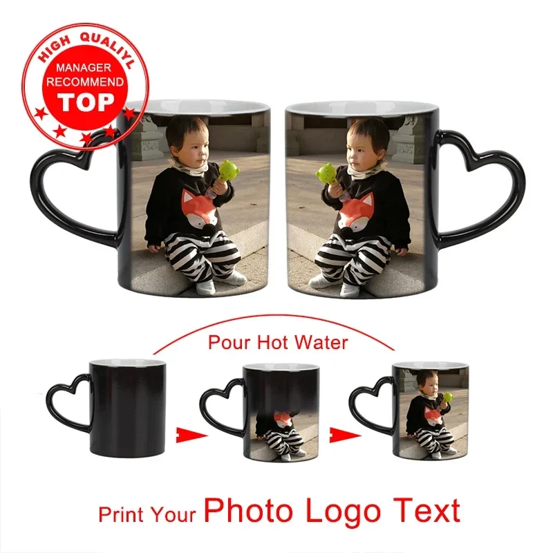 Drop shipping DIY Photo Magic Color Changing Mug,custom your photo on Tea cup,unique Ceramic Coffee Cup best gift for friends