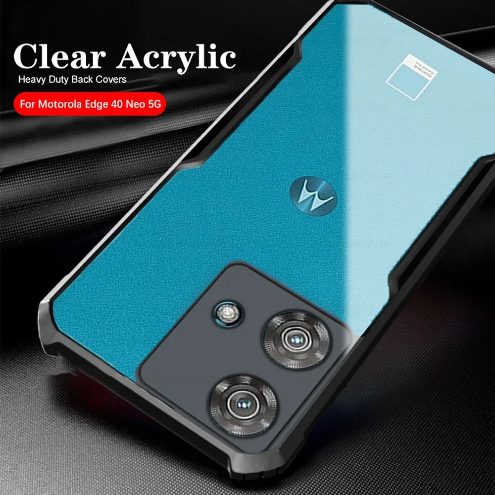 Clear Acrylic TPU Frame Back Cover For Motorola Edge 40 Neo Case Shockproof Bumper Armor Fundas Moto Edge 40Neo Edge40Neo 5G