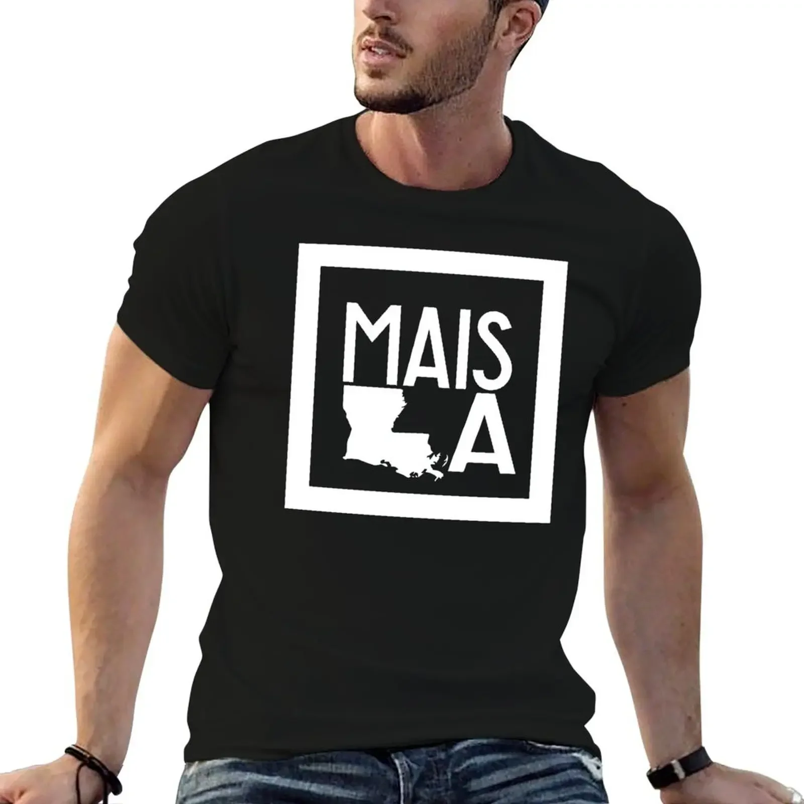 

Mais La-White Text T-Shirt street wear oversize t-shirts man graphic shirts cheap stuff mens plain t shirts