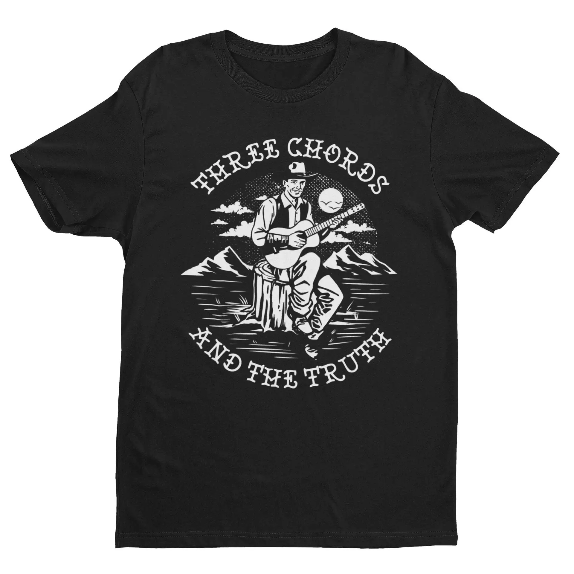 Three Chords And The Truth Country Music T Shirt Outlaw Western Cowboy Acoustic Guitar Concert Teacher