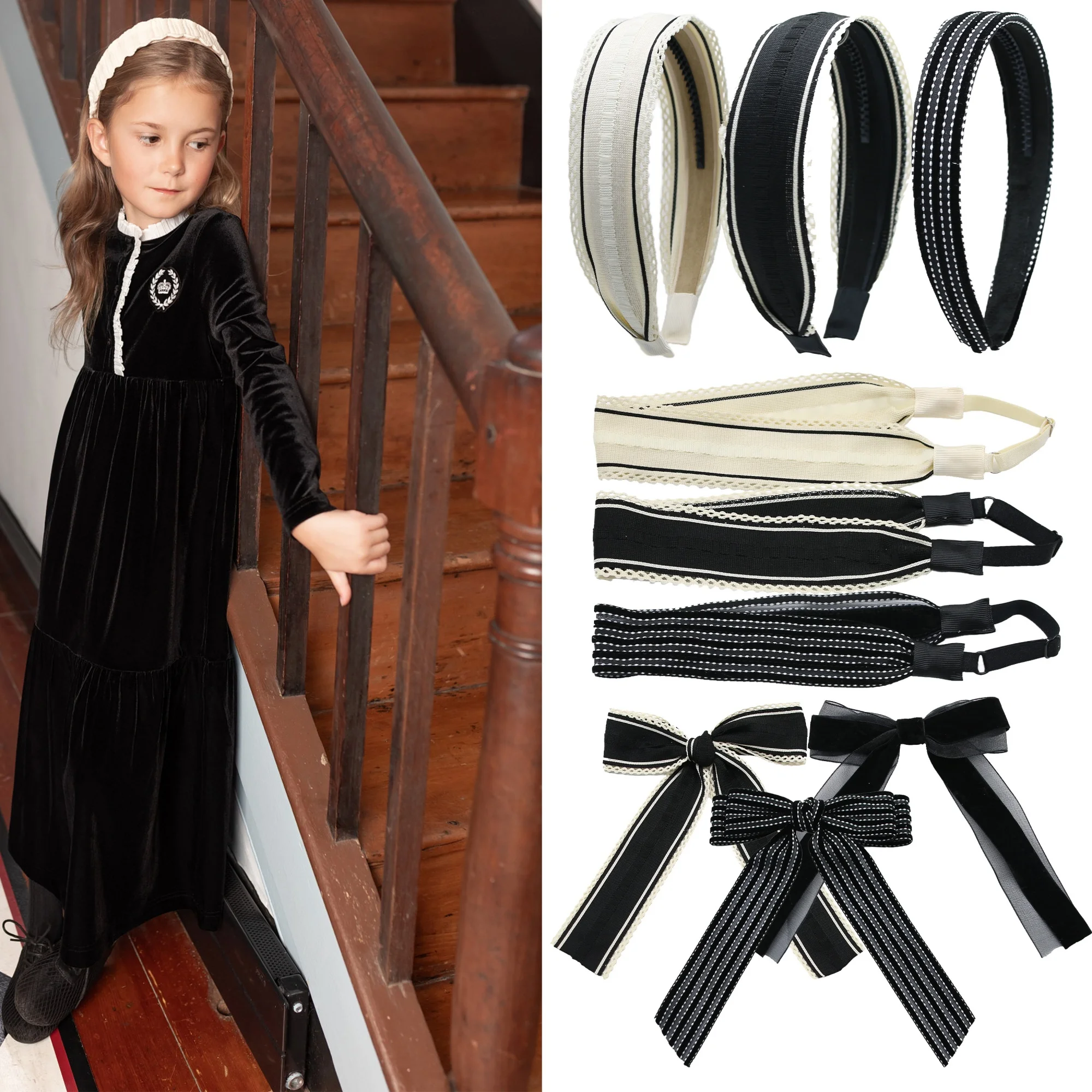

AP New winter Black Velvet bow elegant headband fashion children hairband hair accessories baby clip OEM