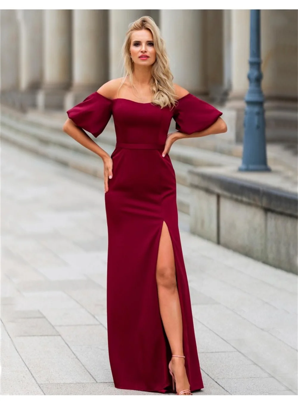 

Mina Lantern Sleeves Luxury Women Evening Dress Customized Backless Elegant Formal Women's Dresses for Special Occasions Slit