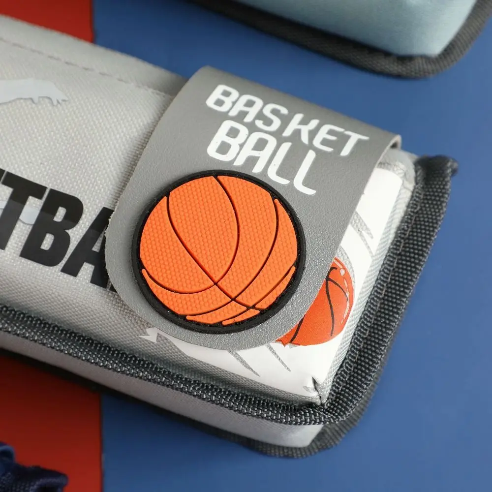 Canvas Basketball Pencil Case Large Capacity Multifuntion Flip Double Pen Bag Ins Cartoon Cartoon Basketball Stationery Box