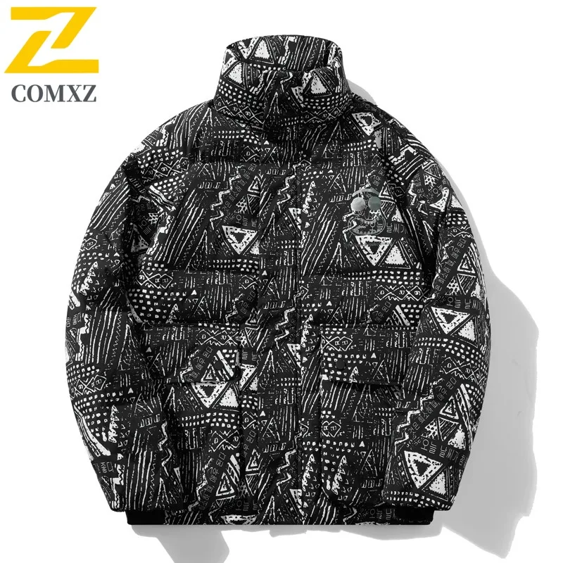 COMXZ Parker Coat New Winter High-End Warm Cold-Resistant Skiing Padded Jacket Urban Loose Trendy Korean Version Men's Clothing