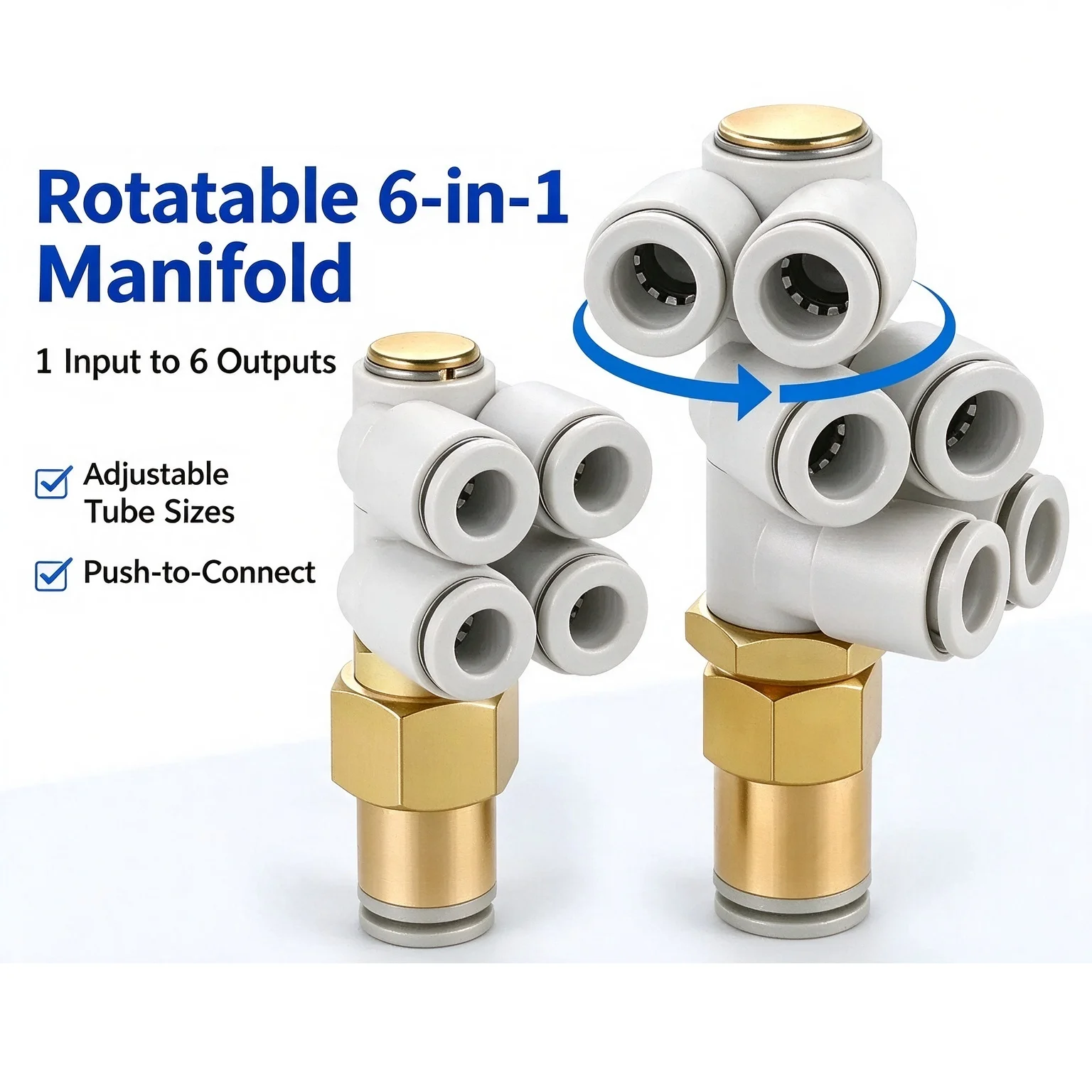 Universal Rotation Pipe Joint 4-12mm One in Six out Quick Plug Seven Way Six Tube for Automotive And Air Tools