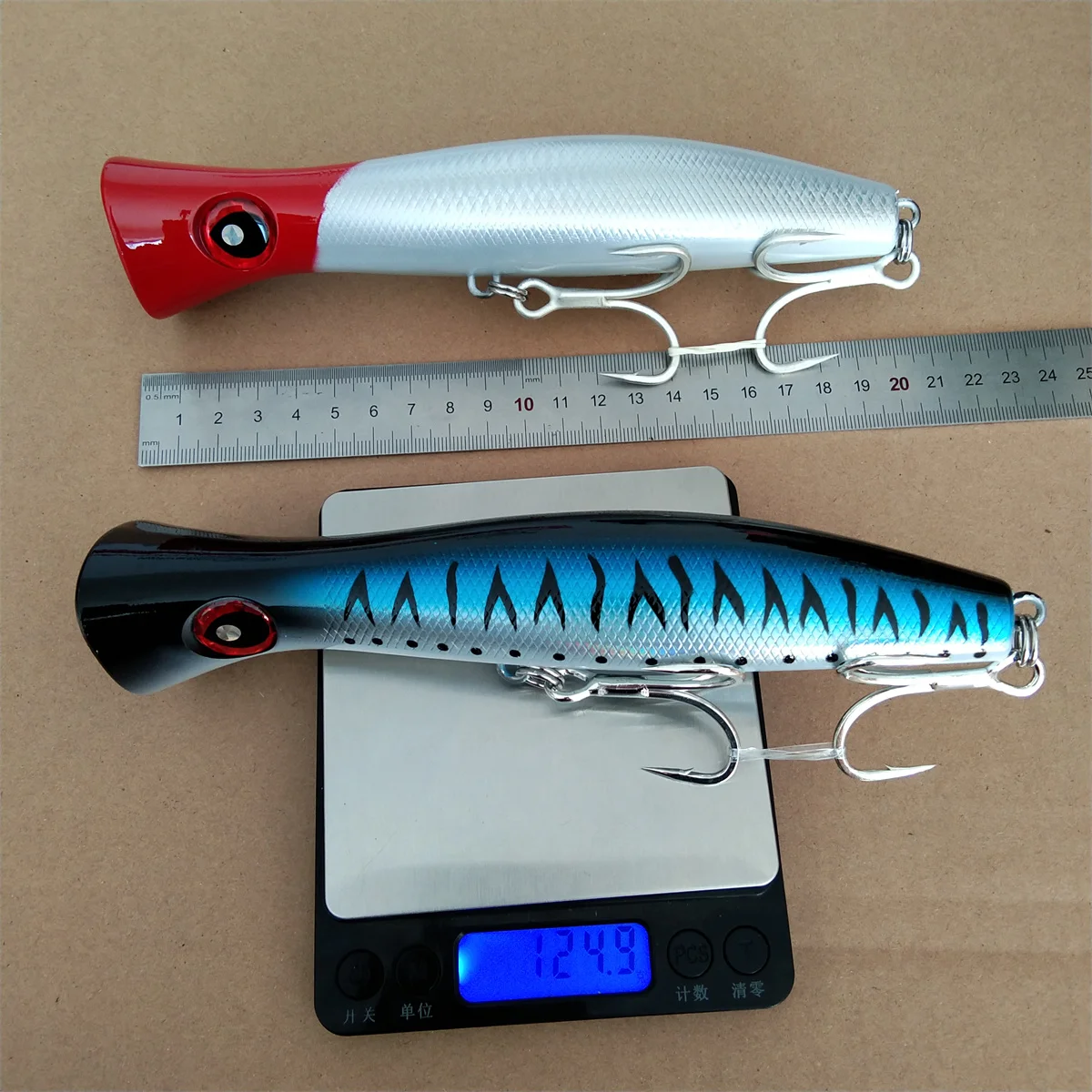 NOEBY 3PCS 200mm/116g Big Game Popper Lure Top Water Wobbler Artificial Bait Saltwater Fishing Equipment for Sea Bass Tuna