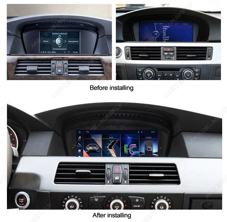 MEKEDE On-Board-Mediaplayer mit Linux und Touchscreen für BMW Serie 3/5 (E60, E61, E62, E90, E91, E92, E93) - CarPlay-freie, Thread-fähige Haupteinheit, Android Auto und Mirror Link, unterstützt Rückfahrkameras mit 1080p-Auflösung. – Detail 5