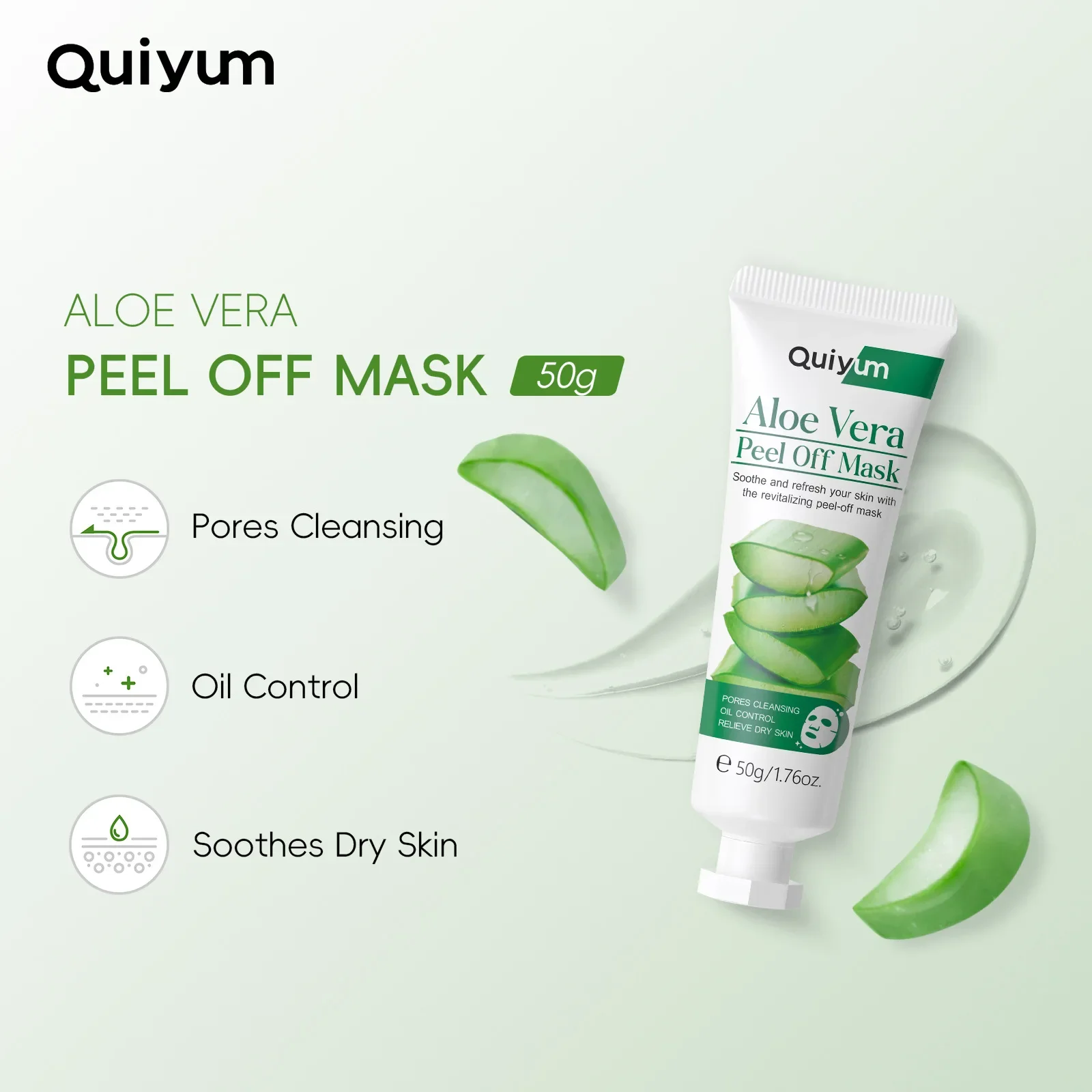 QUIYUM-mascarilla Facial para el cuidado de la piel, mascarilla exfoliante de colágeno de Aloe Vera, limpieza profunda, Control de aceite, 50g
