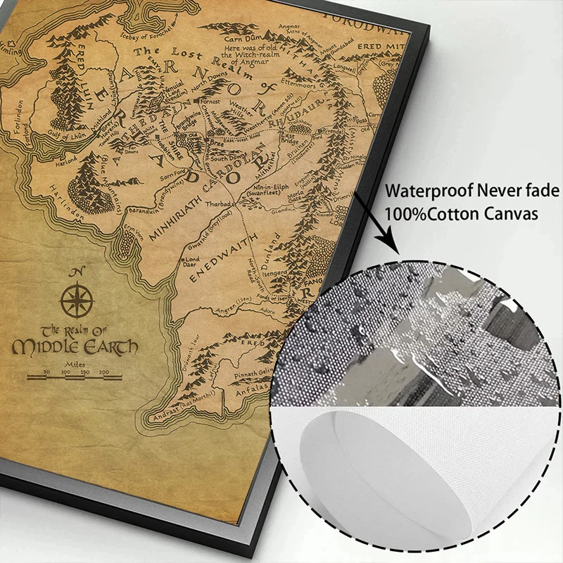 Banmu الأوسط الأرض الرجعية بالقرب من Harad خريطة المدينة الجدار ملصق فني يطبع خريطة خمر الرسم على لوحات القماش الجدارية غرفة المعيشة ديكور المنزل