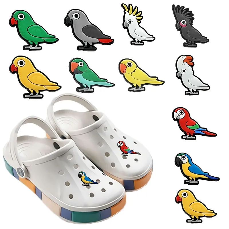 1pcs Cute Parrot Shoe Charms Accessories Sneakers Garden Shoe Decorations Animal Pins for Clog Woman Men Clip Jeans Dropshipping