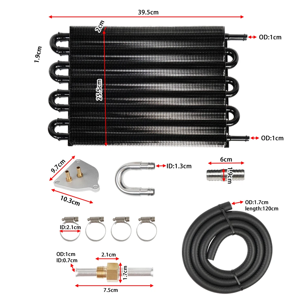 8 Row Aluminum Remote Transmission Oil Cooler Auto-Manual Radiator Converter Kit For BMW Mini Jeep Fiat