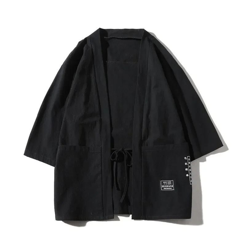 Cárdigan tipo kimono japonés de talla grande 5XL para hombre, abrigo Yukata, traje tradicional asiático, cárdigan Haori japonés estilo samurái Harajuku