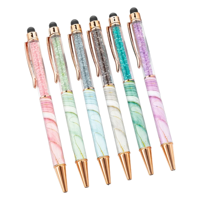 6PCS 2-in-1 Ballpoint Pen Retractable Ballpoint Pen with Tip, Black and Write Smoothly for Women Man