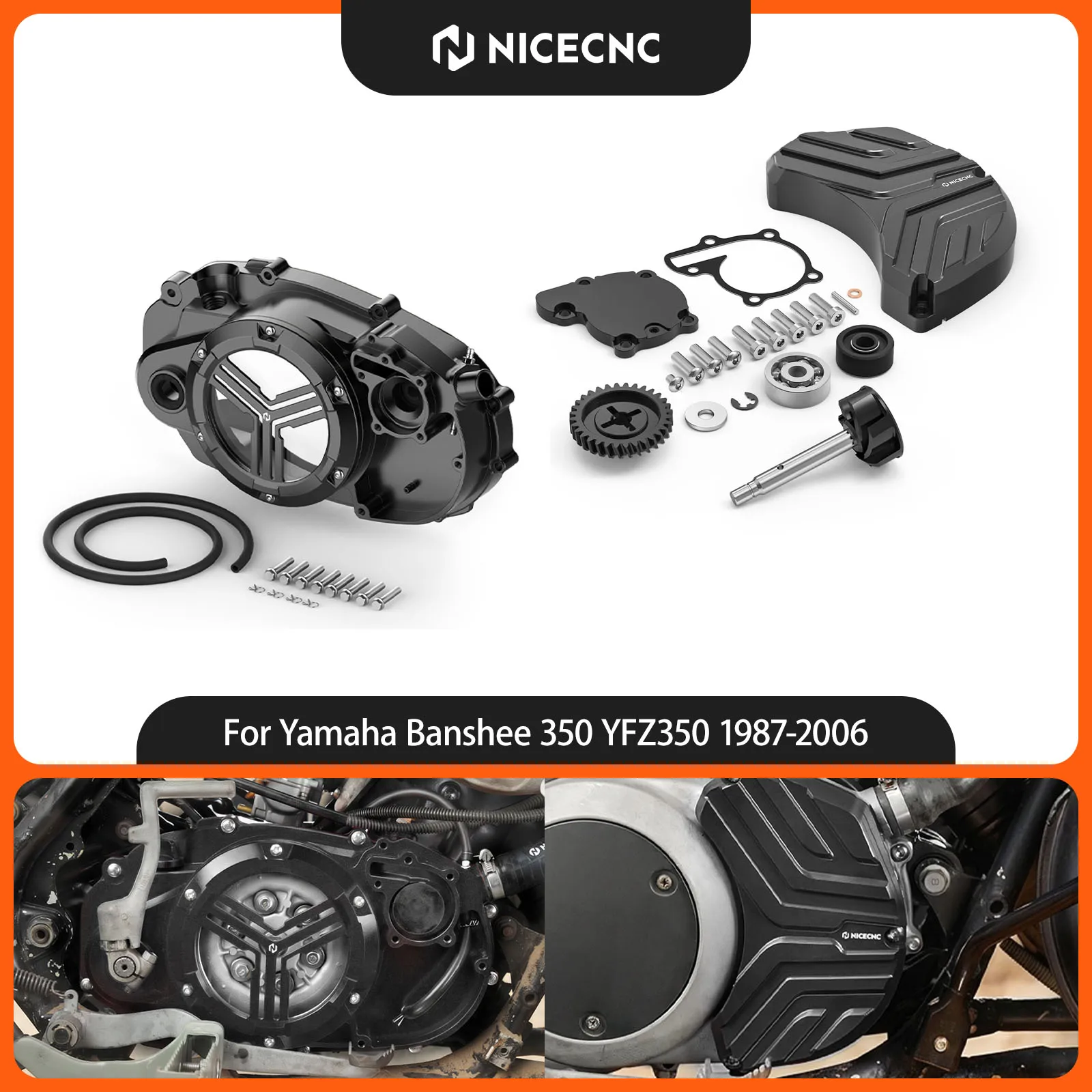 NICECNC For Yamaha Banshee 350 YFZ350 1987-2006 Water Pump Cover Guard Protector & Water Bump Kit Aluminum ATV Accessories