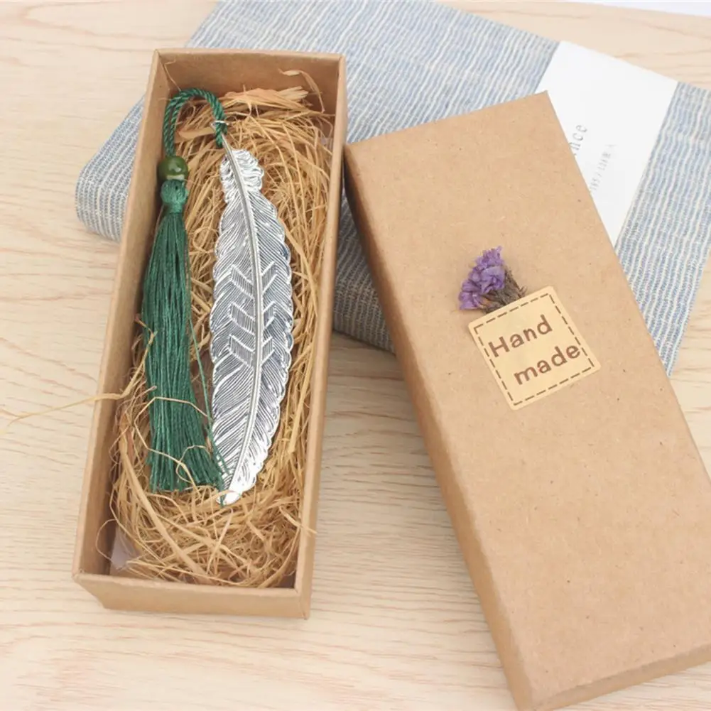 Unique Bookmark Metal Feather Bookmark Chinese Style Diy Leaf Decorative Book Mark School Supplies