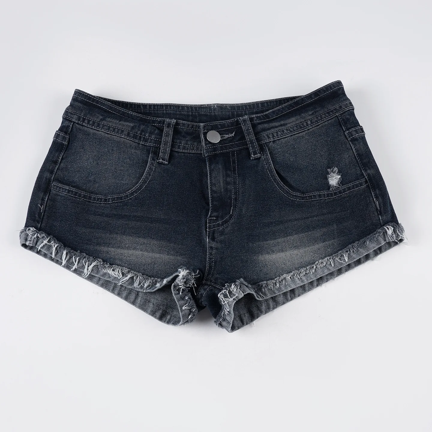 

Американские джинсовые шорты в стиле ретро Spice Girl с фланцевым краем, женские, с низкой посадкой, с эффектом потертости, с эффектом состаривания, хит продаж