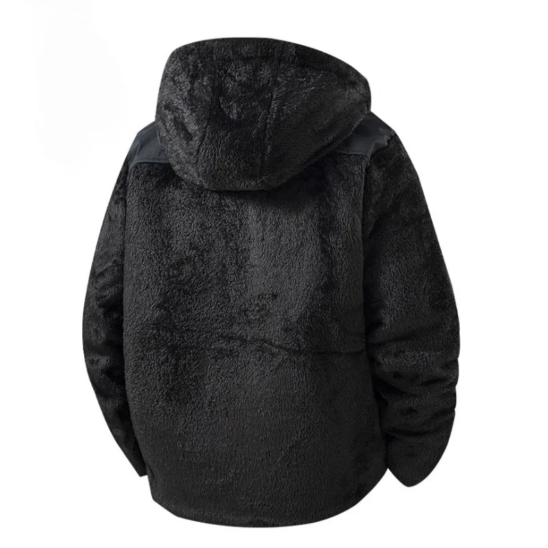 الرجال جديد هوديي بلوزات الشتاء لامب الكشمير سميكة الدافئة بلوزات عادية مقنع سترة موضة منفذها سستة معاطف دافئة