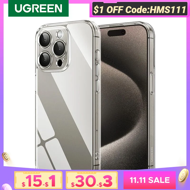 UGREEN Case for iPhone 14 15 16 Pro Max Shockproof Clear Case Transparent Cover for iPhone 15 Pro 16 Plus Phone Protective Case