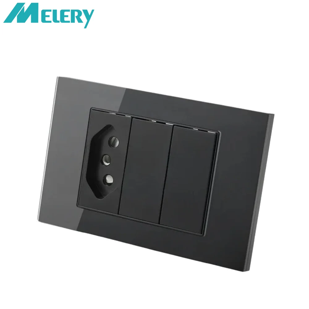 

Настенная розетка Melery Brazil, порт 20А, давление питания, панель из закаленного стекла, розетка для домашнего офиса