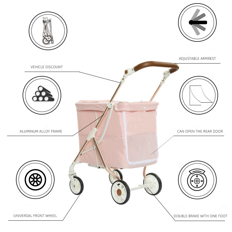 Hello Baby Medium And Large Pet Stroller Within 20Kg Pet Large Space Travel Trolley Multifunctional Pet Stroller