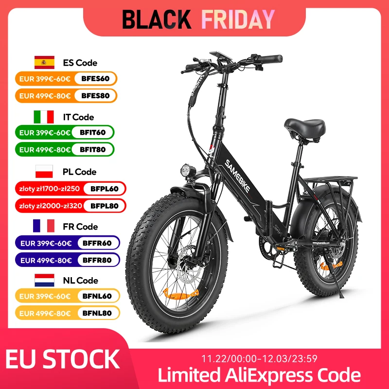 SAMEBIKE LOTDM200-II Electric Bike 750W Motor 48V13AH Electric Bicycle 20*4.0 Inch Fat Tire Folding Ebike Mountain Snow Bicycle