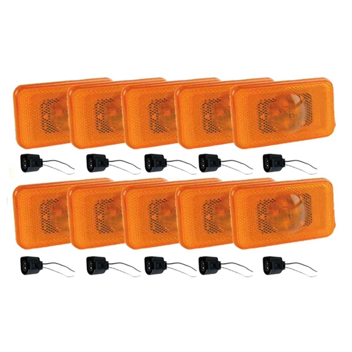 

10X 24V Yellow Amber LED Side Marker Lamp Light W/ Wire Connector Plug for Volvo FH&FM DAF LF45 Renault