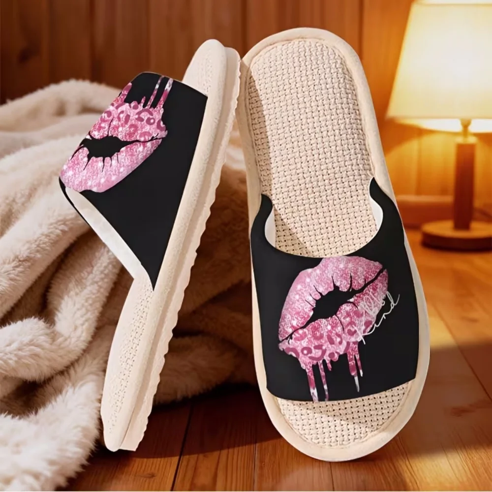 

Summer Ladies Casual Home Slippers Flat Bottom Cute Pet Pattern Design Cozy Indoor Shoes Soft Footwear for Relaxing
