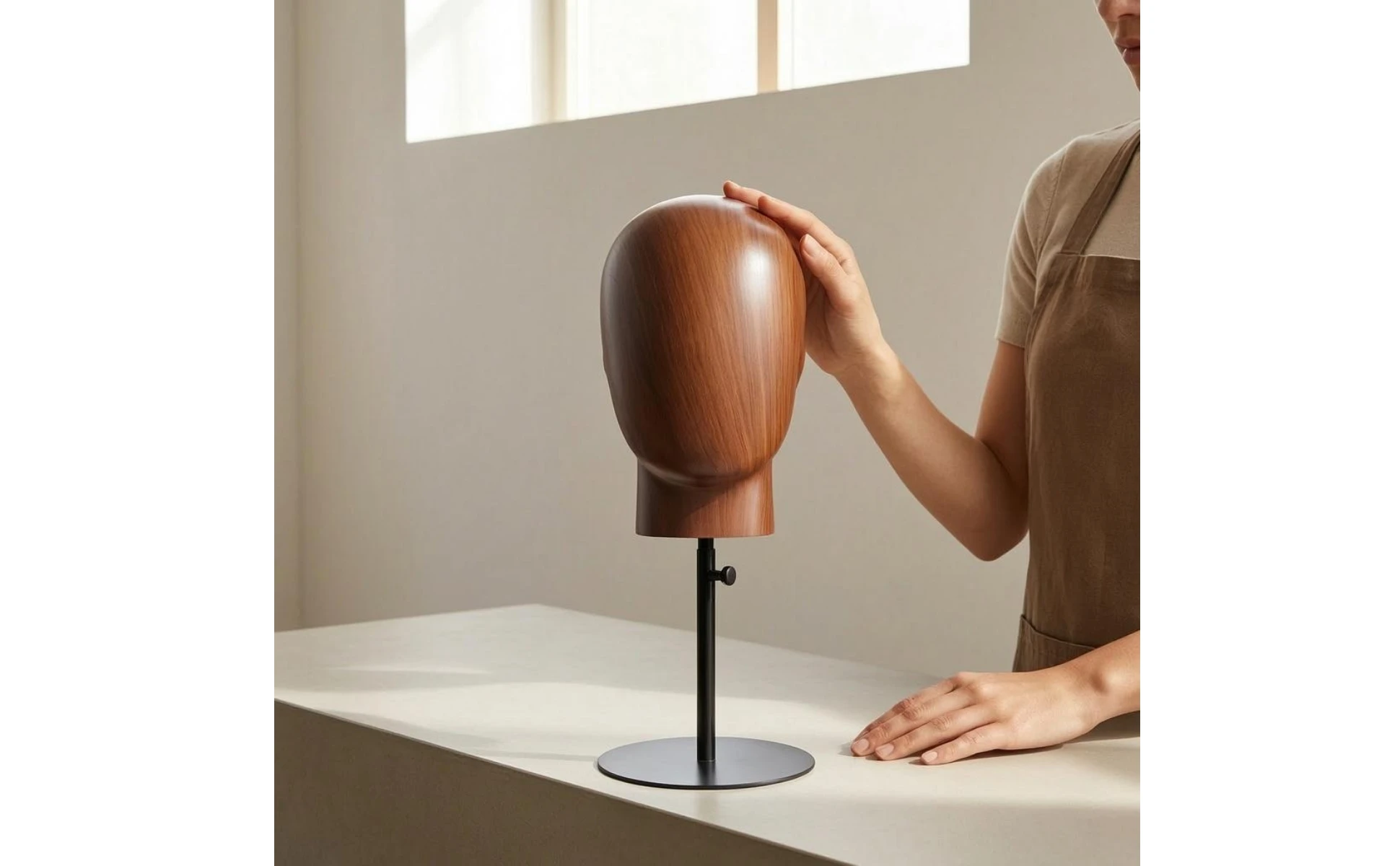 Head-Shaped Display Stand Adjustable Height Hairpiece Stand Hat Display Head Metal Pole Beauty Supply Round Base Head-Shaped Display Stand Adjustable Height Hairpiece Stand Hat Display Head Metal Pole Beauty Supply Round Base
