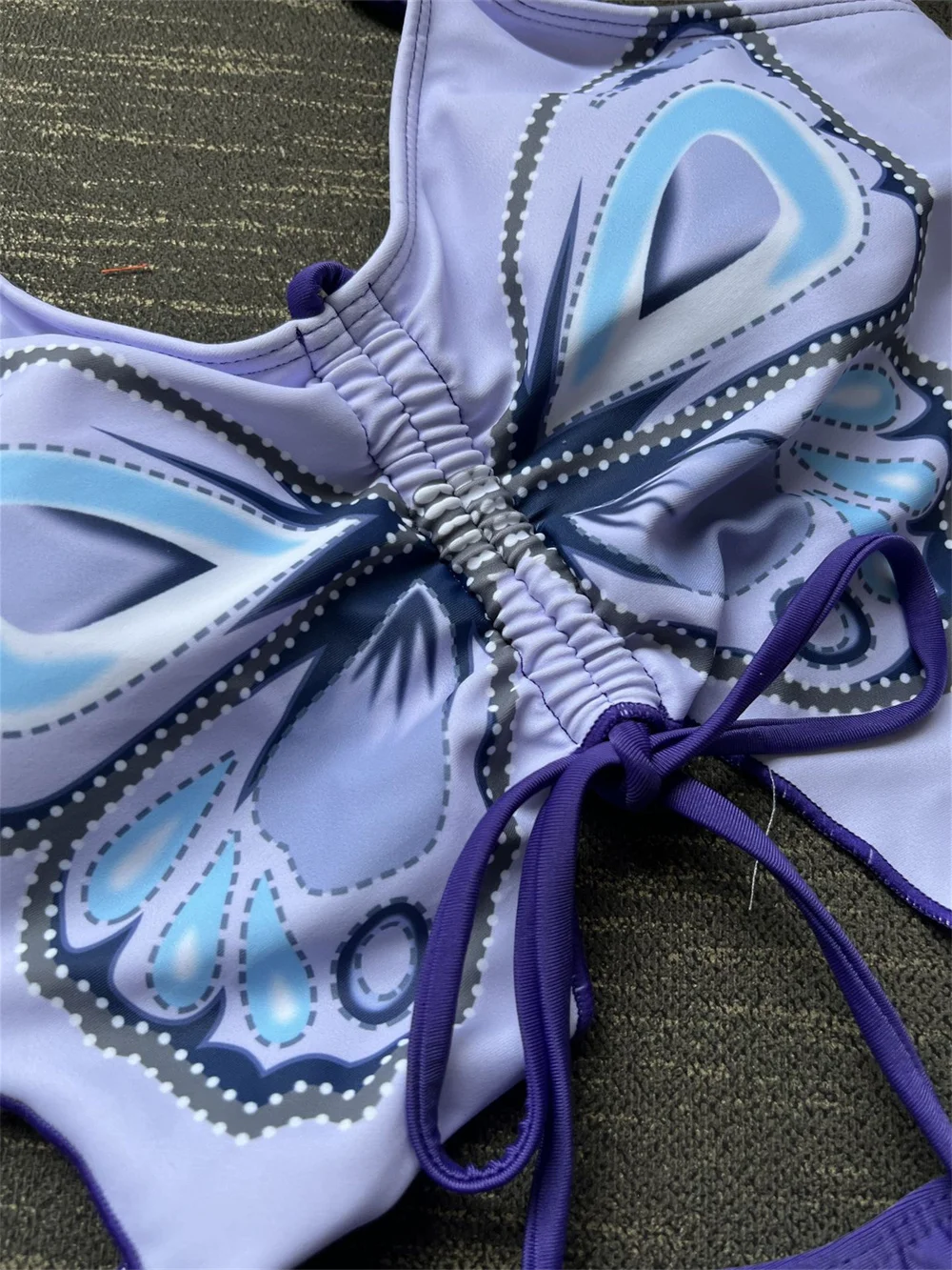 Sexy Butterfly Bikini Drawstring Swimsuit Tankini Two Piece Vacation Swimwears Women Y2K Beachwear Outfits Bathing Swimming Suit