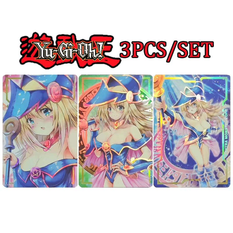 

Yu-Gi-Oh collectible card Dark Magician Girl DIY 3PCS/SET Refractive brilliance Boys anime collectible cards Holiday gifts