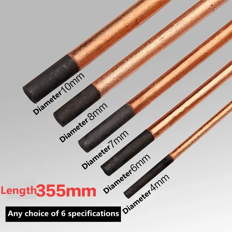 

5pcs Air Carbon Arc Gouging Rods Copper Round Graphite Electrode Rod for DC Gas Gouging Gun Carbon Rod 4-10mm