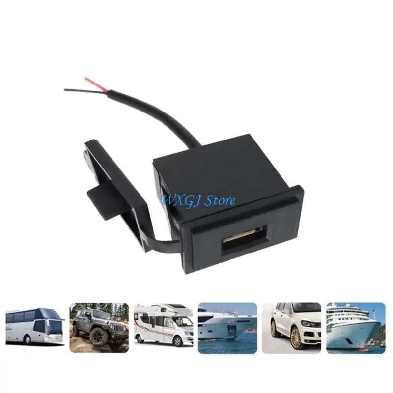 

37JE Car 12/24V Socket 2.4A Adapter Single USB Square Waterproof Power Adapter Switch For Car Safety-Protection