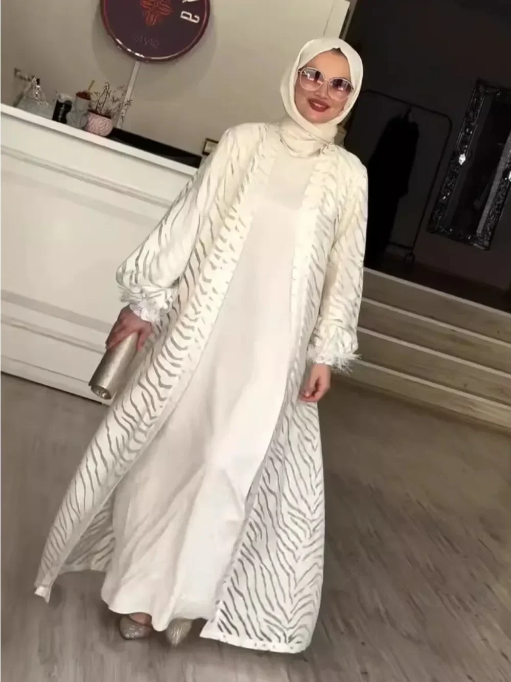 فساتين عباية نسائية مسلمة عيد رمضان المغرب سترة عربية رداء دبي عبايات قفطان جلابية مطبوعة سترة فستان فيستدوس #3