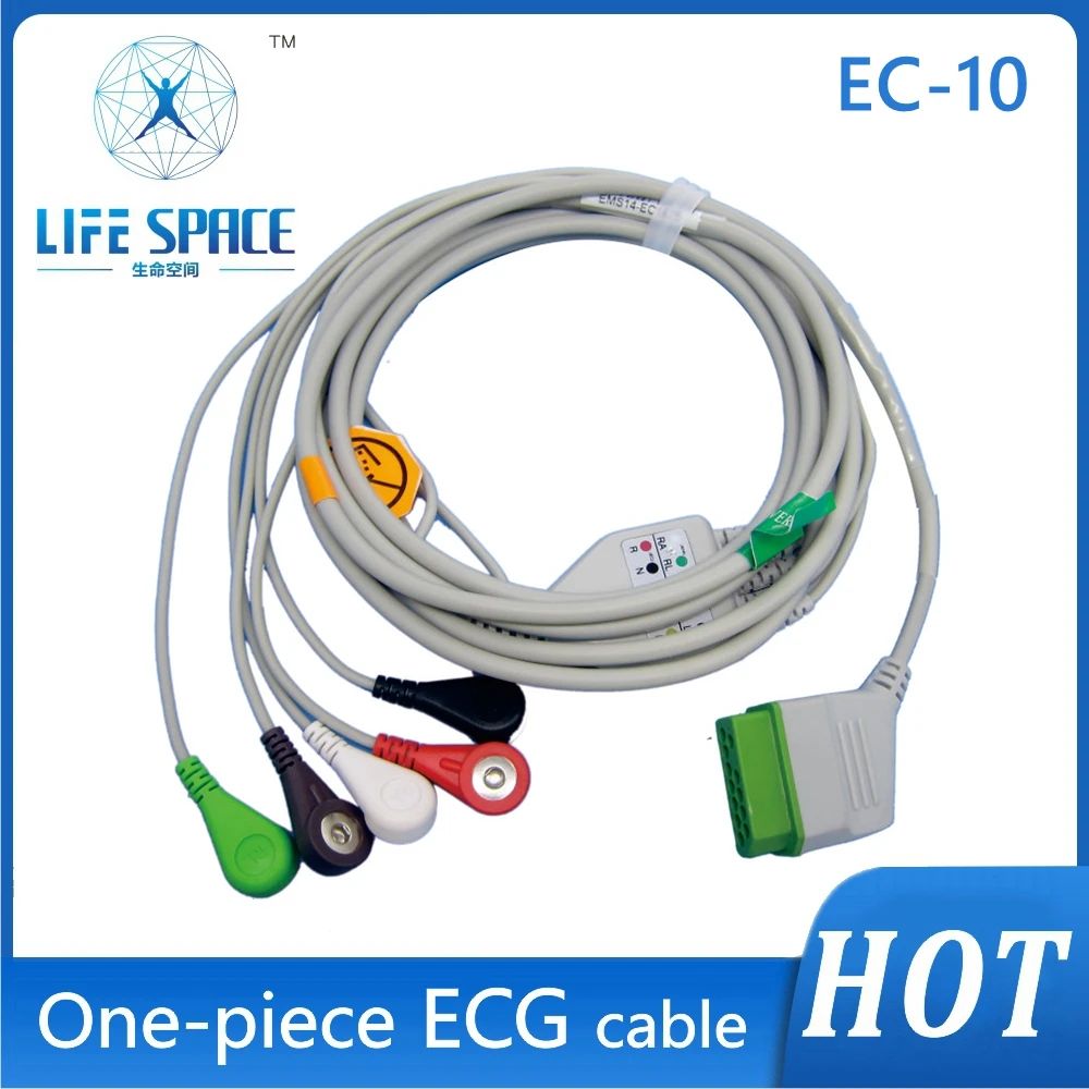 Ecg Cable Compatible NIHON KOHDEN AHA/IEC 3 Lead 5 Leads Snap Clip Grabber for Ecg Electrocardiograph Patient Ecg Monitor