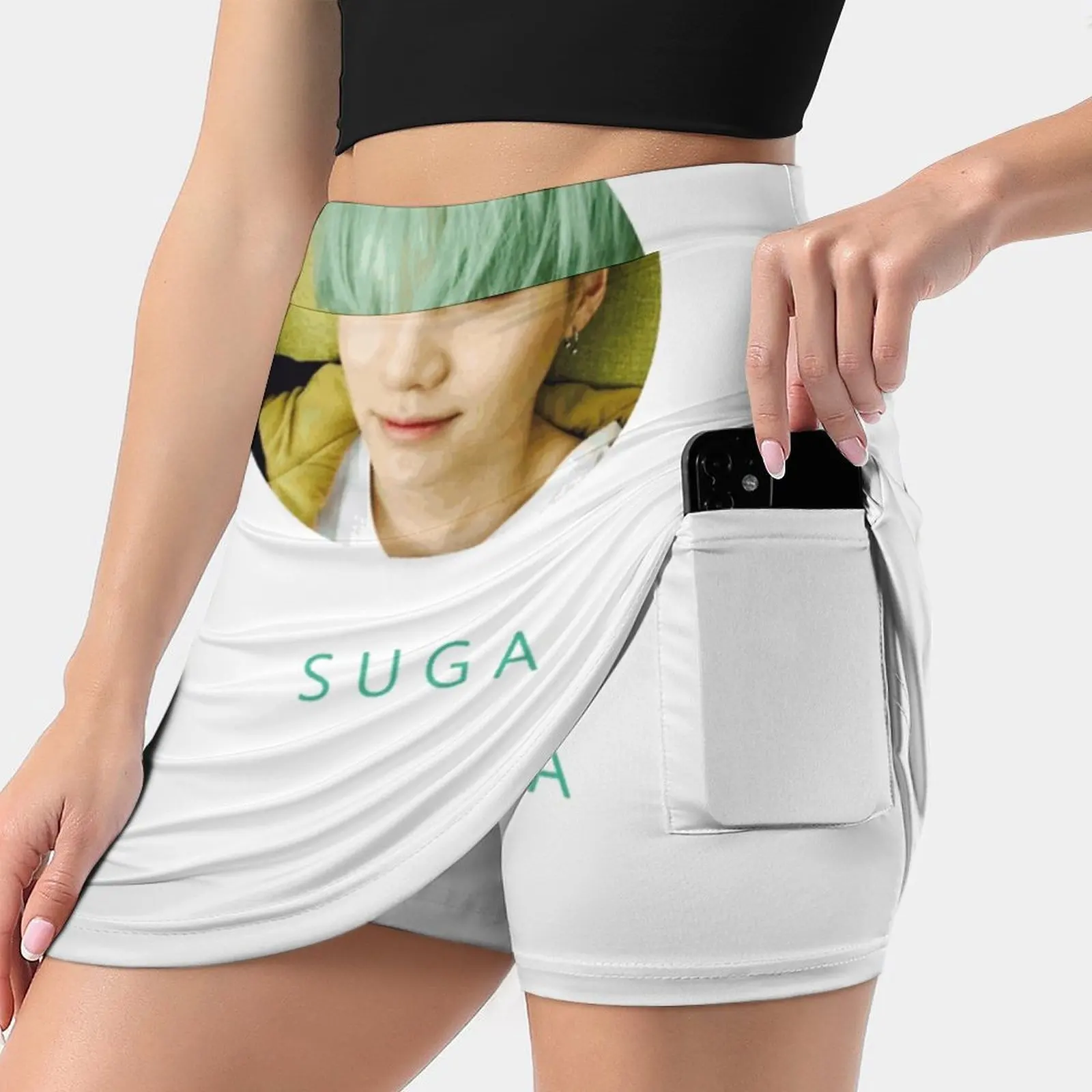 Suga Mint Selca | Women's skirt Mini Skirts A Line Skirt With Hide Pocket Rapmonster Namjoon Monochrome Kpop Korea Pop Jungkook