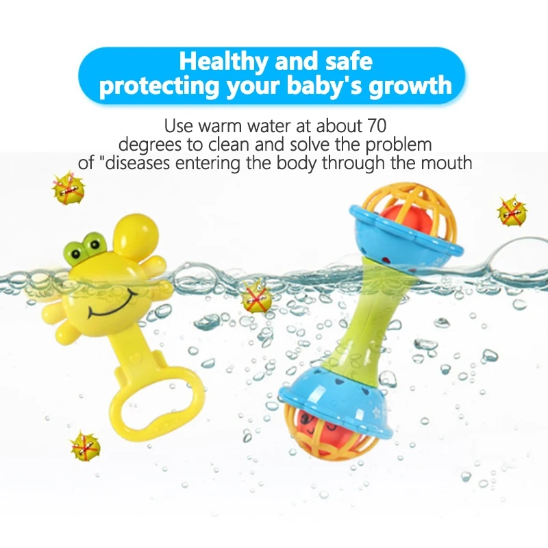 7PCS Baby Rattle Teether Set – Non-Toxic Plastic, Colorful Hand Toys