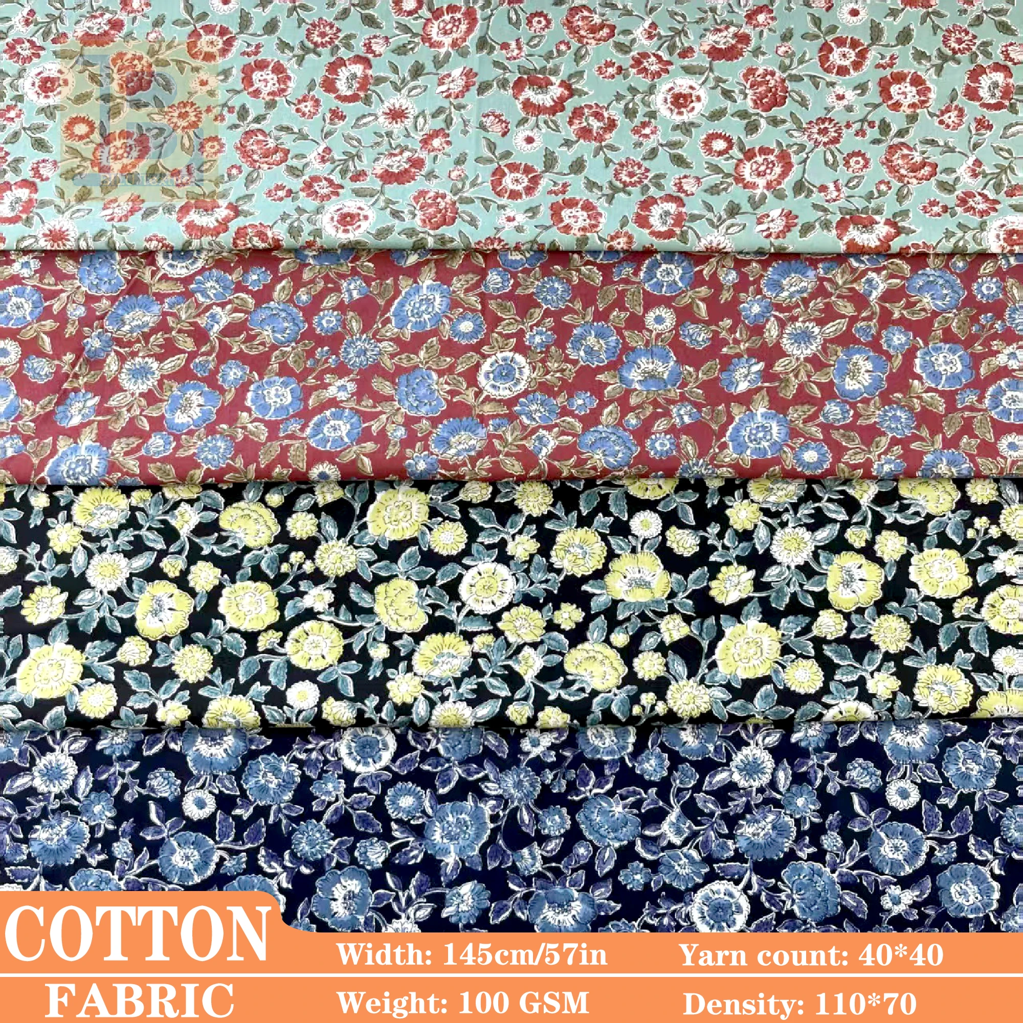 

Vibrant Floral Cotton Fabric-Luxurious Soft & Breathable Material for Fashion Dresses and Stylish Home Decor Projects (By Meter)