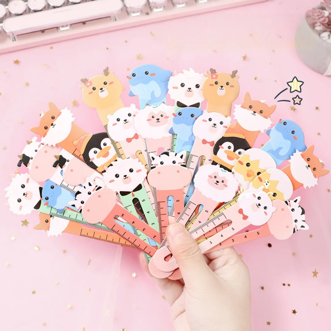 Cute Cartoon Animal Dual Purpose Bookmark Ruler 50Pcs Multifunctional Stationery For School Office Planner Kid Gift Party Favors