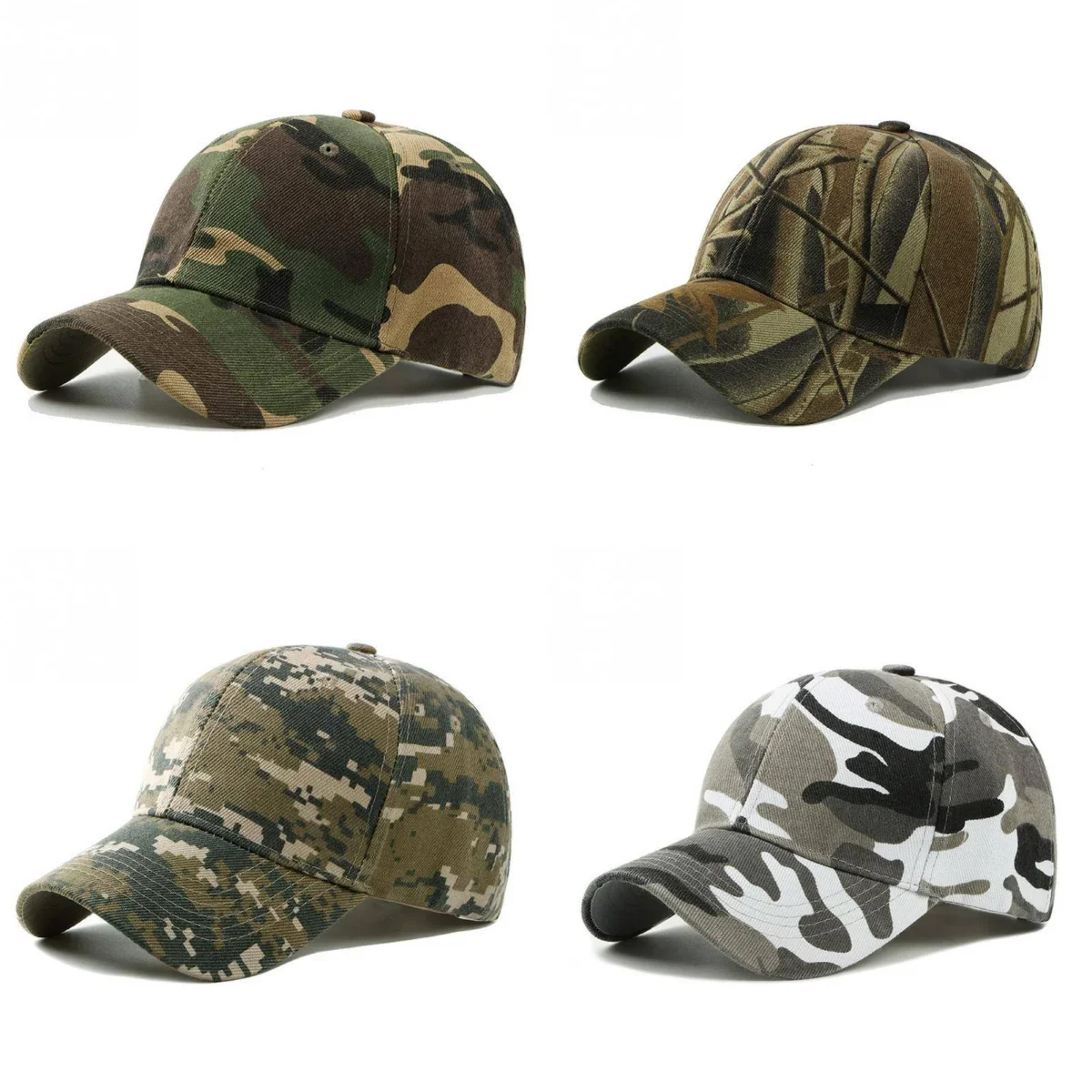 Camouflage Print Baseball Caps Adjustable Summer Sunshade Camo Hat Outdoor Hunting Hiking Fishing Jungle Hats UV Protection